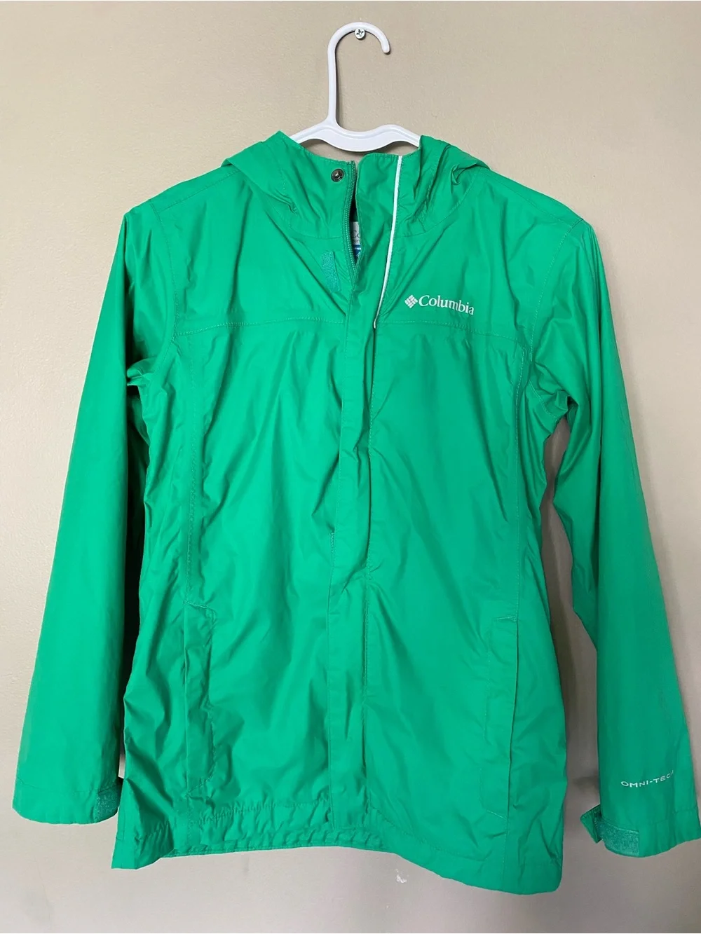 Columbia Kid Green Hooded Raincoat (Size M) 10/12